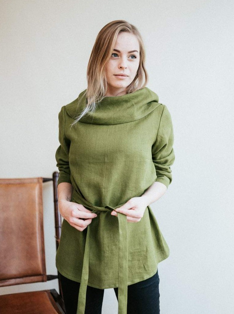 Linen Tunic with Raised Neck &#39;Charlotte&#39;