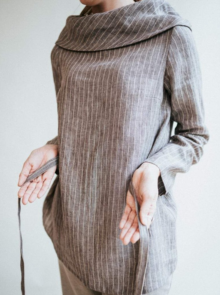 Linen Tunic with Raised Neck &#39;Charlotte&#39;