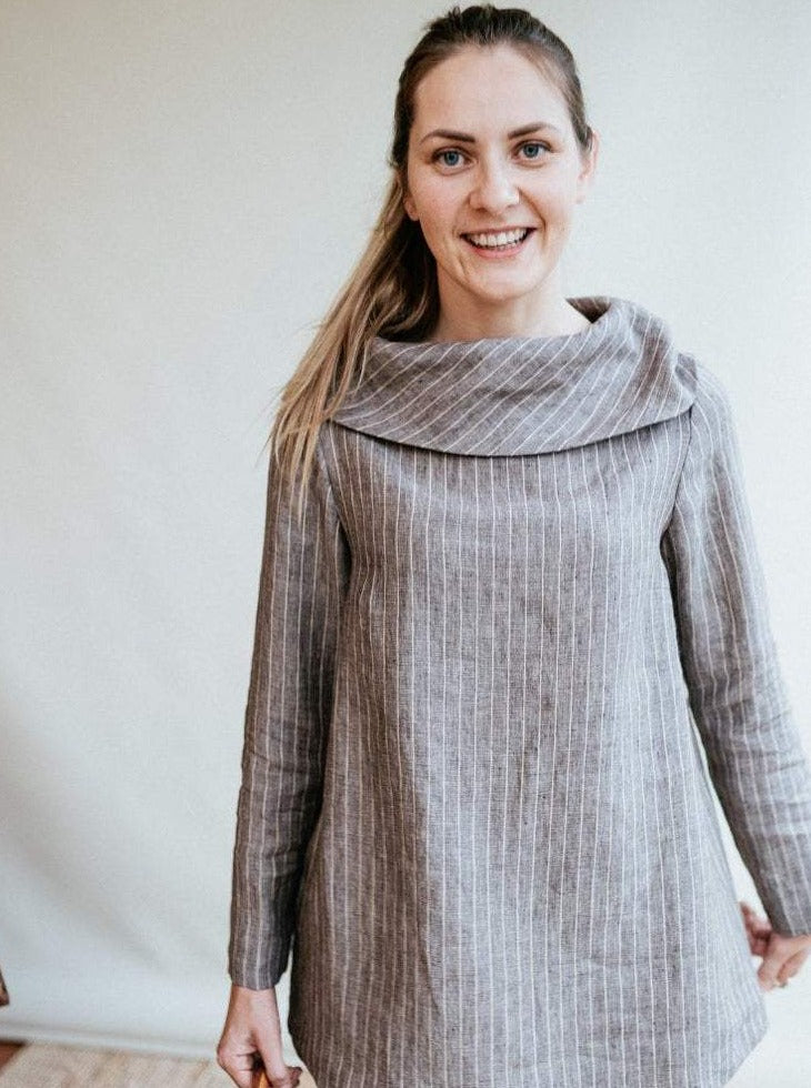 Linen Tunic with Raised Neck &#39;Charlotte&#39;
