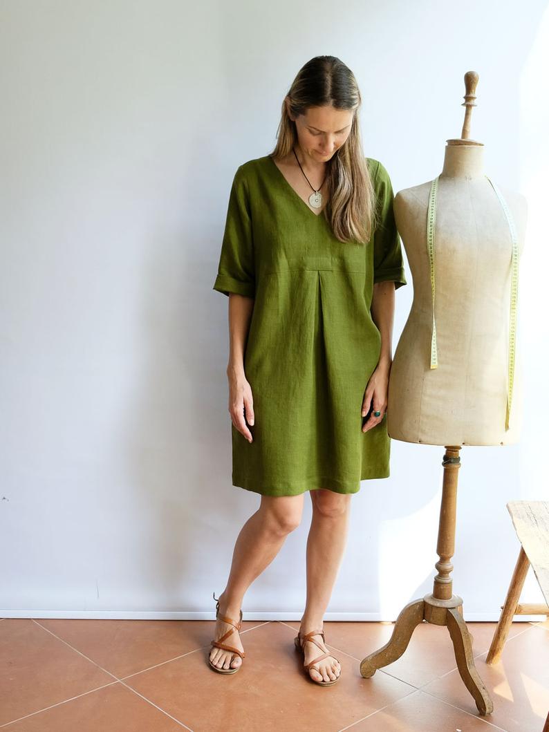 V-neck Linen Tunic &#39;Yvette&#39;, Plus size tunic