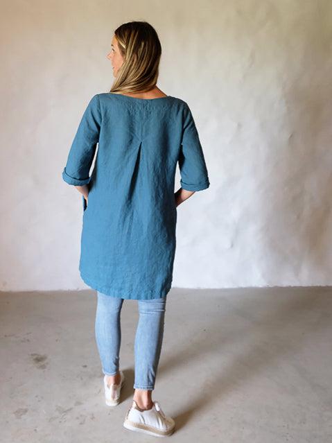 Plus size Linen tunic &#39;Yvette&#39; in Sea Green