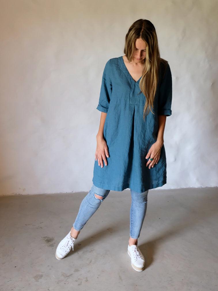 Plus size Linen tunic &#39;Yvette&#39; in Sea Green