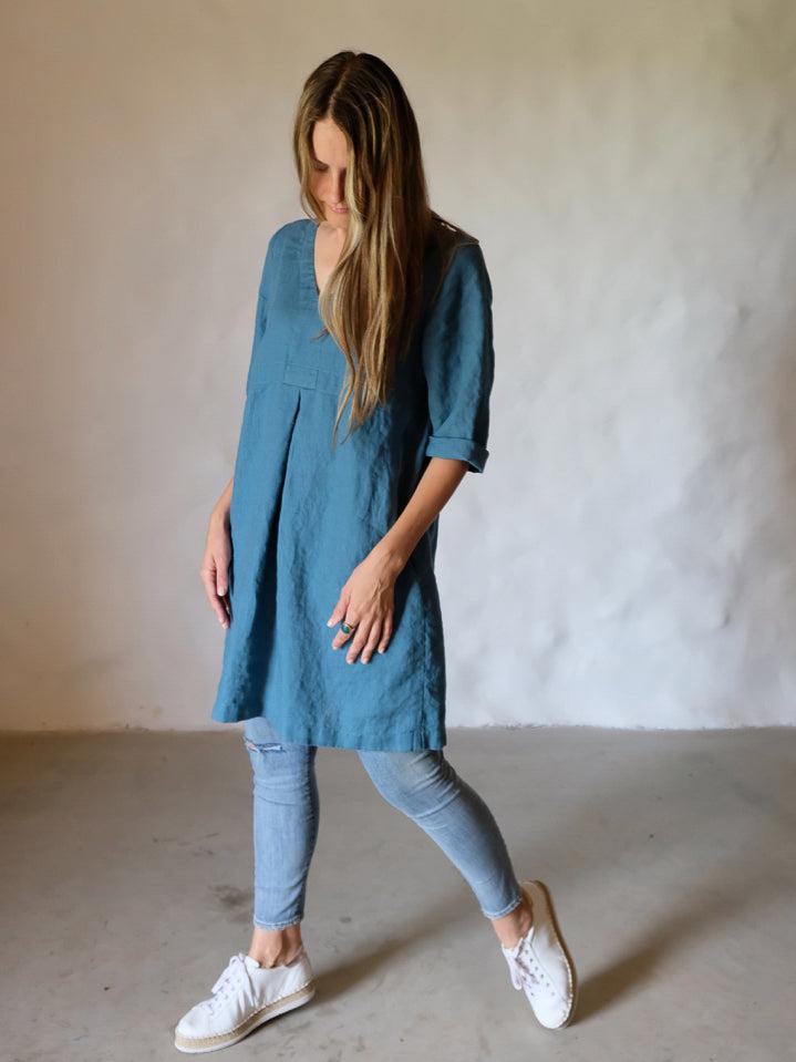 Plus size Linen tunic &#39;Yvette&#39; in Sea Green